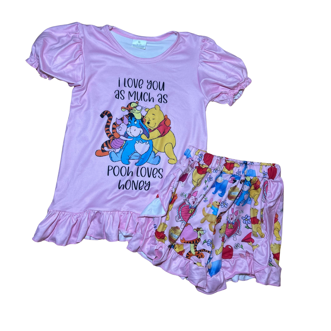 Pink Winnie the Pooh Kids Shirt & Shorts Set