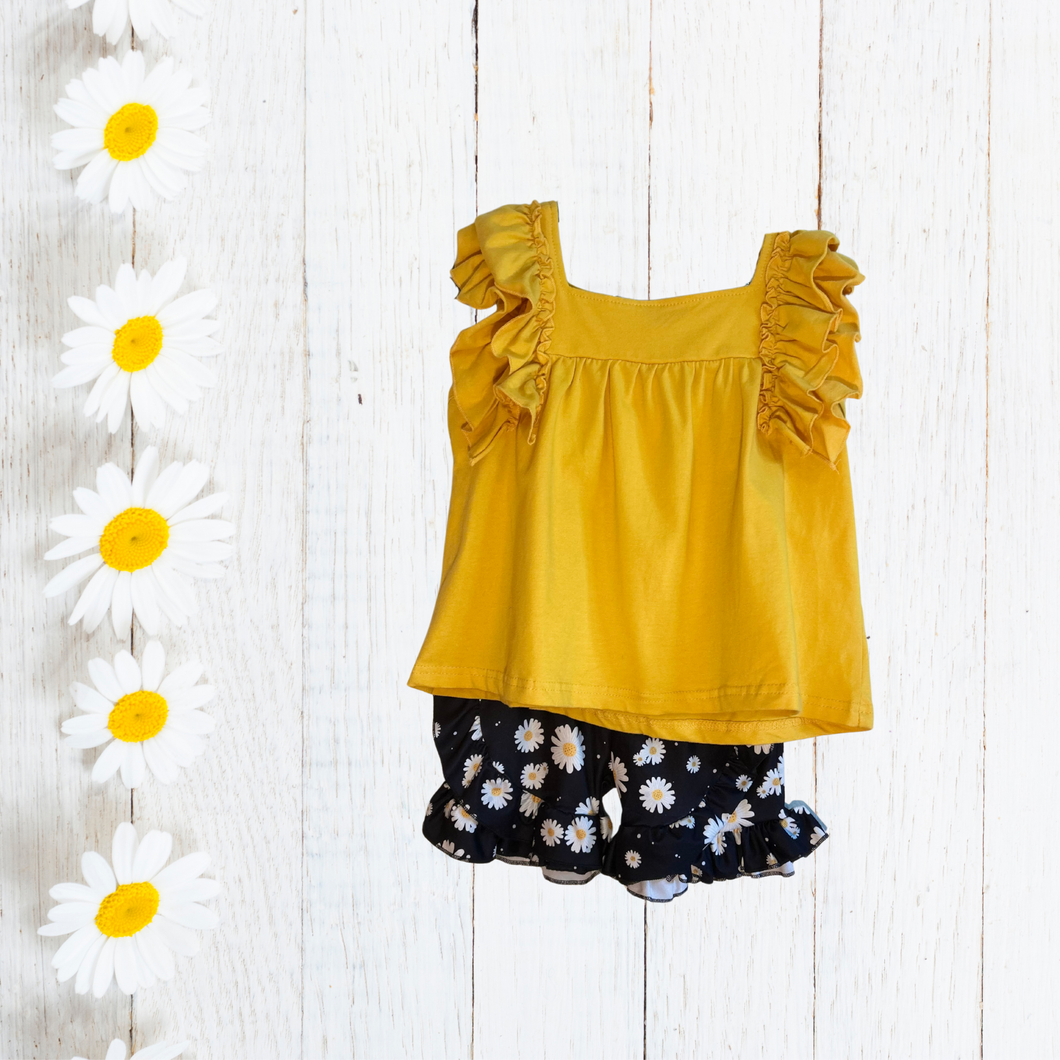 Yellow Children’s Shirt with Floral Pants