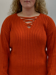 Sweater with front cross strap detail