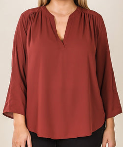 Plus Woven Wool Dobby Blouse