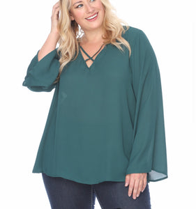 Plus Size Flare Sleeve Top