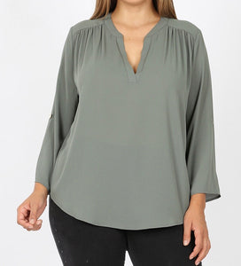 Plus Woven Wool Dobby Blouse