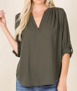 Plus Woven Wool Dobby Blouse