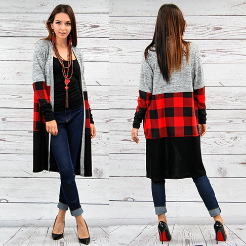 Long plaid Cardigan