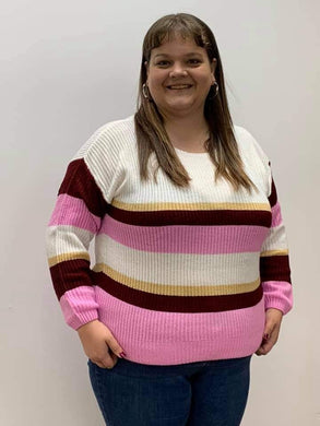 Pink Color Block Sweater